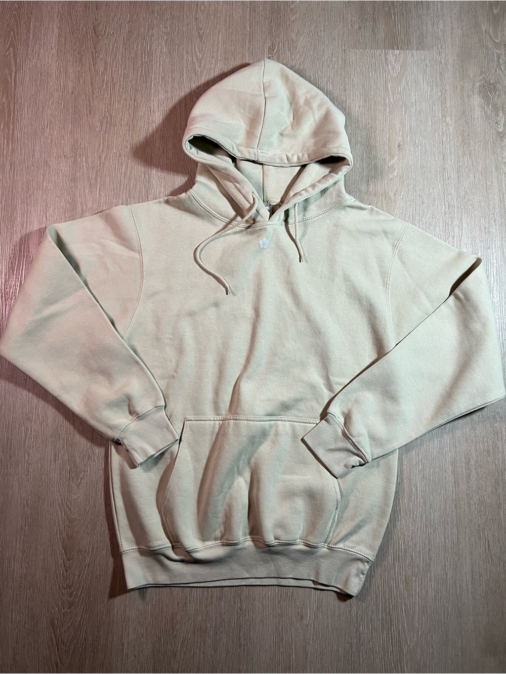 Floral Grid Graphic Hoodie in Light Beige - Picture 2 of 7